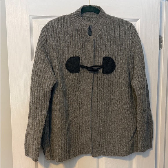 Sweaters - Gray Knit Toggle Cardigan